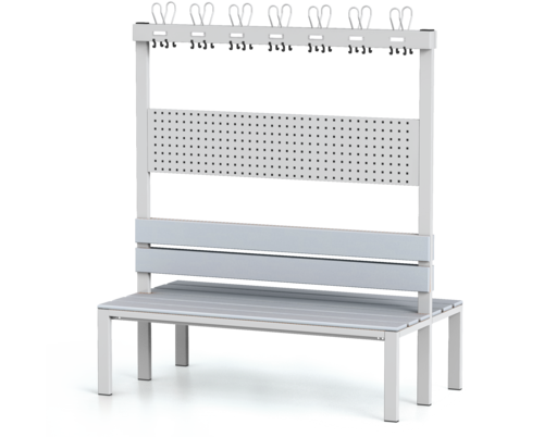 Double-sided benches with backrest and racks, PVC sticks -  basic version 1800 x 1500 x 830